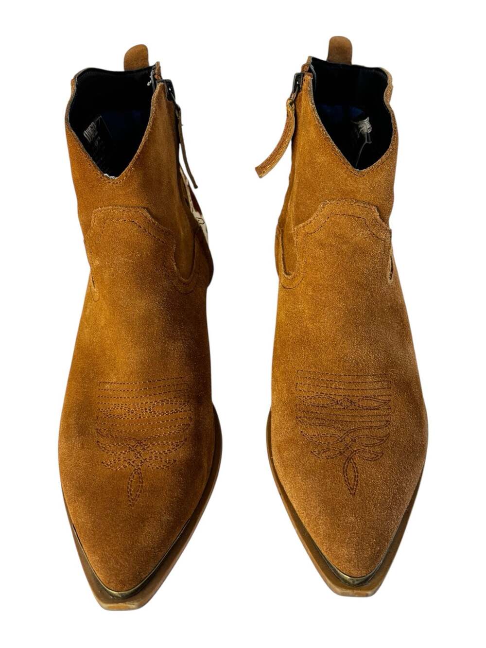dingo Brown Suede Ankle Boots with Cowhide Accent